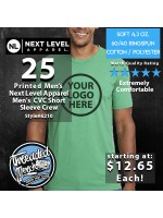 25 Custom Screen Printed Next Level 6210 Men's cvc crew Special 